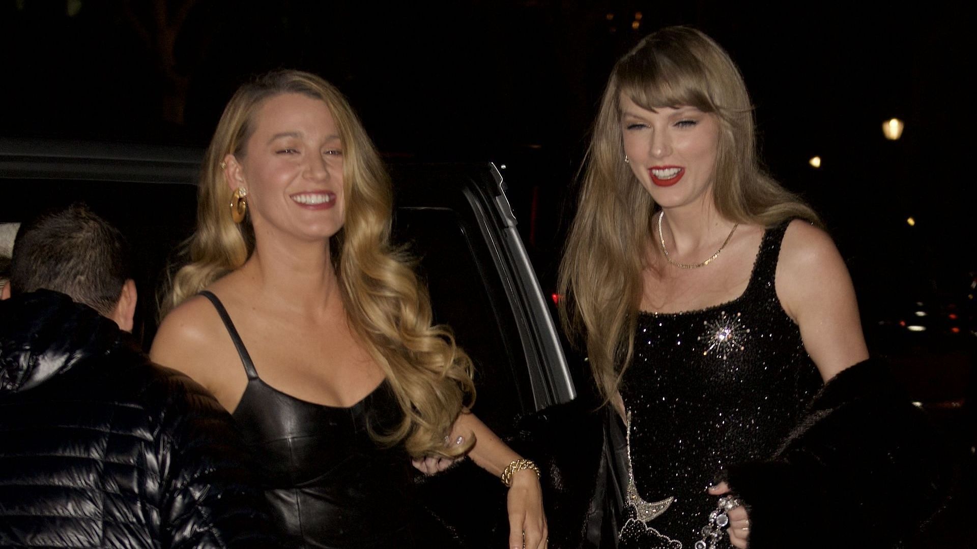 Blake Lively and Taylor Swift are seen arriving at 'The Box' on December 13, 2023, in New York City, New York. (Image via Getty/MEGA)
